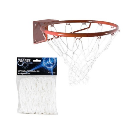 Купить Сетка баскетбольная Torres, нить 4 мм, белая в Дзержинске 