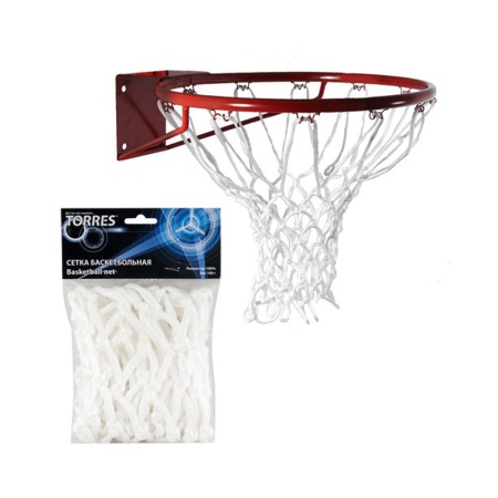 Купить Сетка баскетбольная Torres, нить 6 мм, белая в Дзержинске 